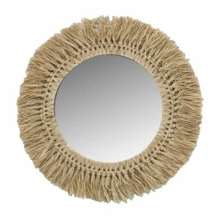 EMINZA Miroir mural rond en fibres les (D50 cm) Makira Beige Naturel Clearance