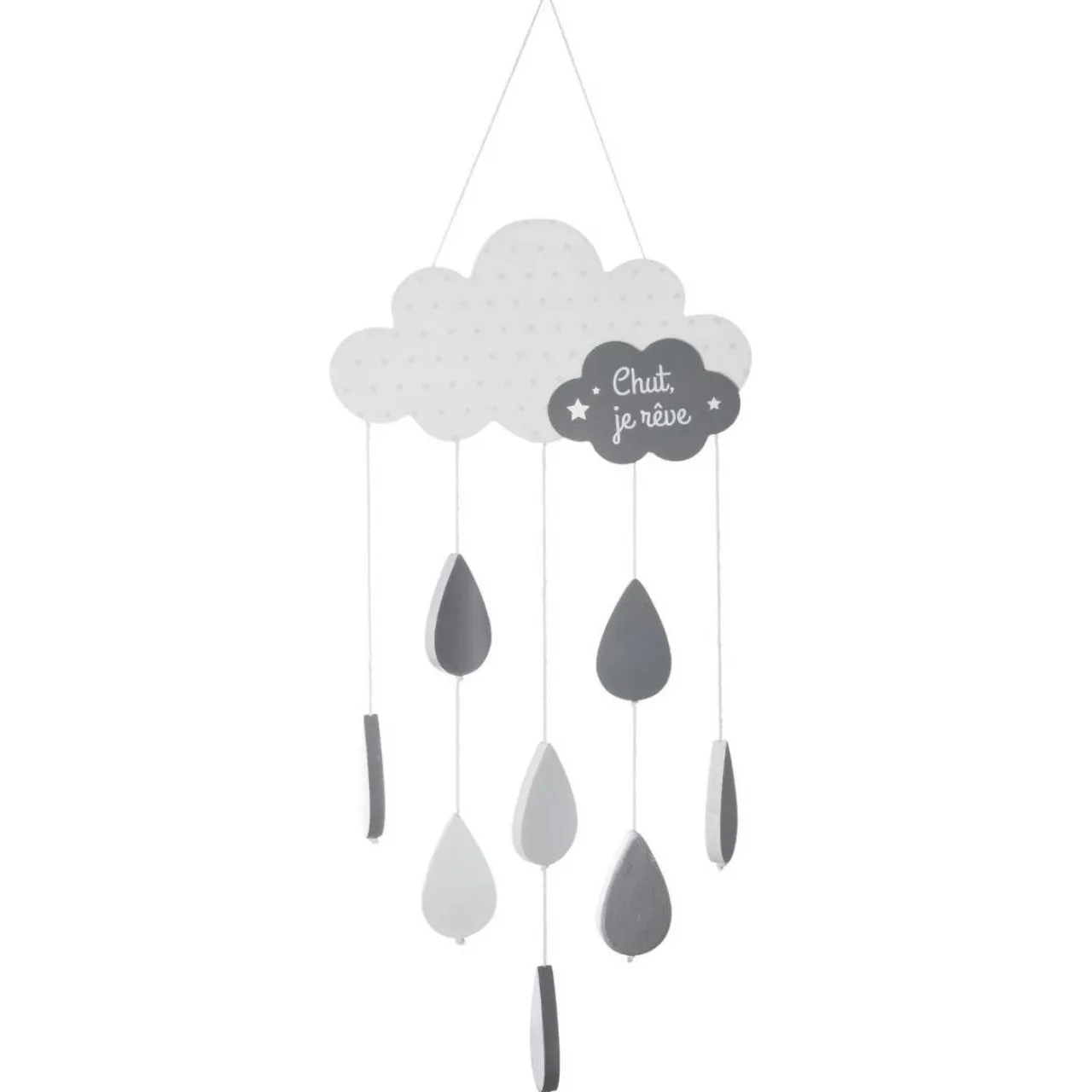 Atmosphera createur d'interieur for kids Mobile bébé bois et coton (H57.5 cm) Nuage Gris Hot