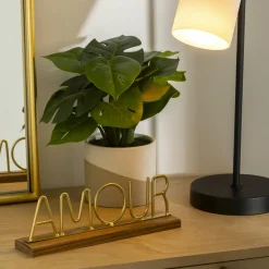 ATMOSPHERA Mot à poser métal et bois (25,5 cm) Amour Or Clearance