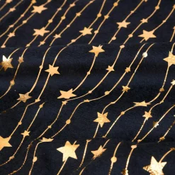 JJA Nappe de Noël en velours (360 x 140 cm) Pluie d'étoiles et dorée Noir Best