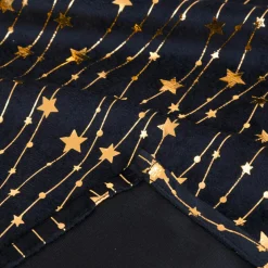 JJA Nappe de Noël en velours (360 x 140 cm) Pluie d'étoiles et dorée Noir Best