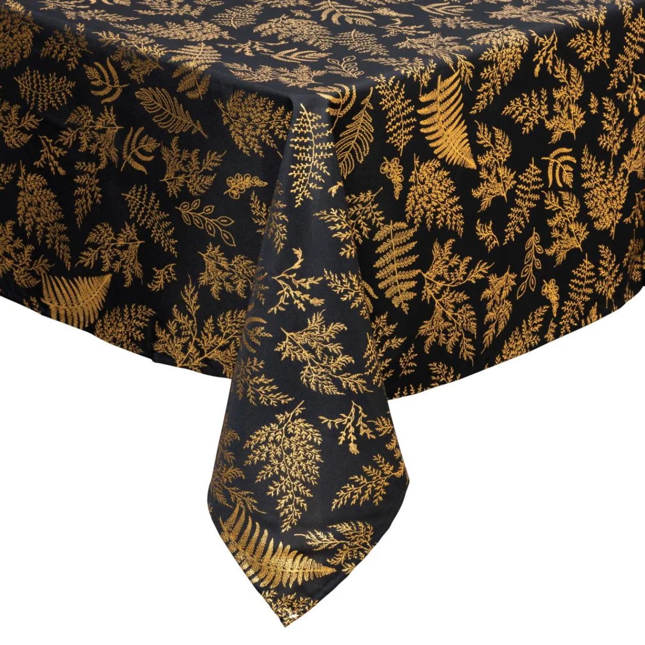 FEERIC LIGHTS Nappe de Noël rectangulaire anti tache (140 x 240 cm) Feuillage et doré Noir Discount