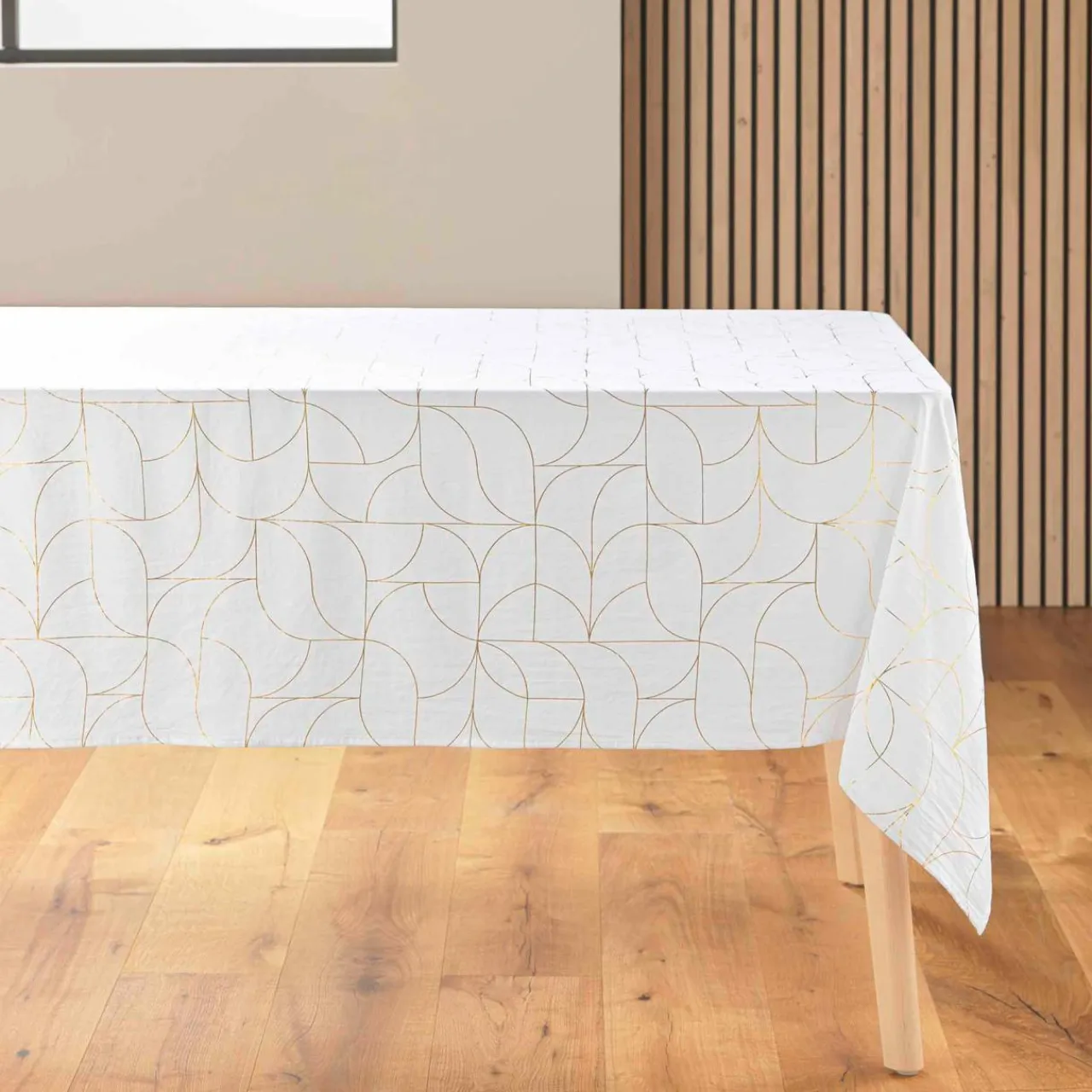 douceur d'intu017drieur Nappe de Noël rectangulaire anti tache (140 x 240 cm) Loux Blanc et dé Or Clearance