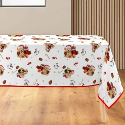 douceur d'intu017drieur Nappe de Noël rectangulaire anti tache (150 x 300 cm) Oursons Rouge