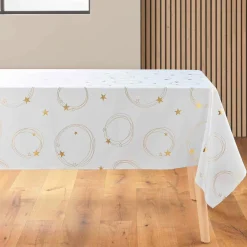 douceur d'intu017drieur Nappe de Noël rectangulaire anti tache (150 x 300 cm) Star et doré Blanc Online