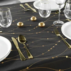 douceur d'intu017drieur Nappe de Noël rectangulaire anti tache (140 x 240 cm) Firmament et doré Noir Sale
