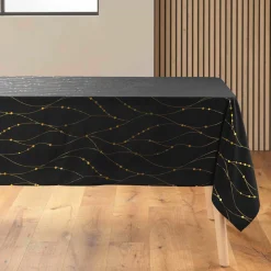 douceur d'intu017drieur Nappe de Noël rectangulaire anti tache (140 x 240 cm) Firmament et doré Noir Sale