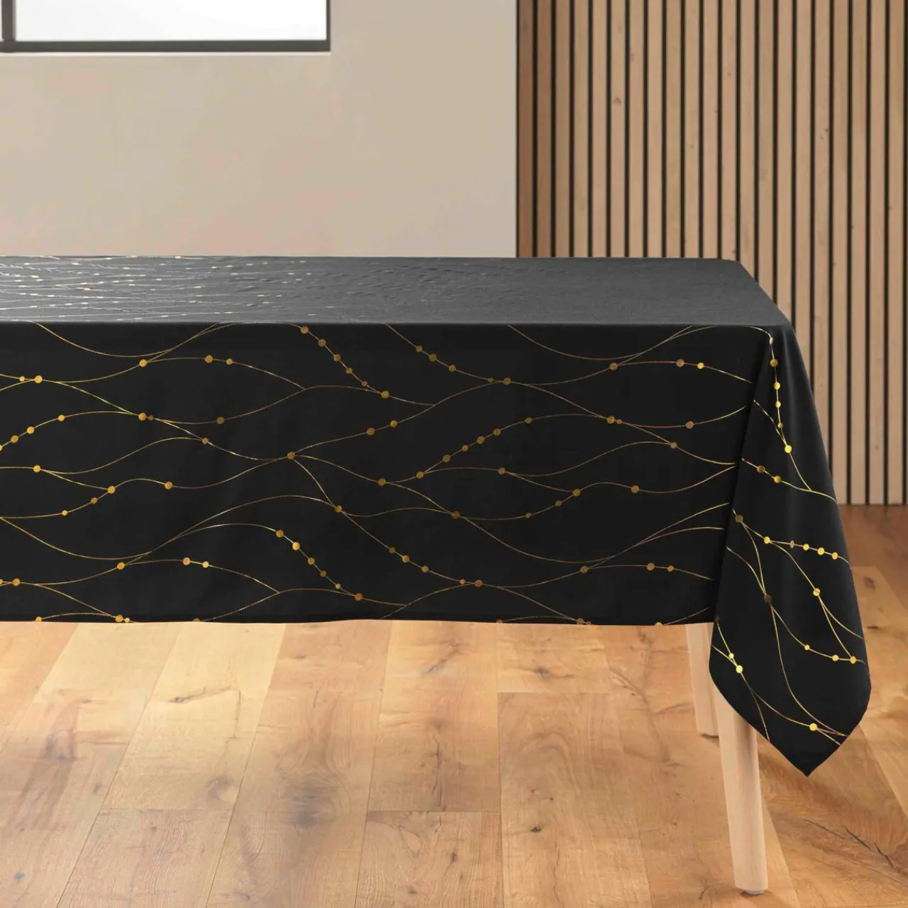 douceur d'intu017drieur Nappe de Noël rectangulaire anti tache (140 x 240 cm) Firmament et doré Noir Sale