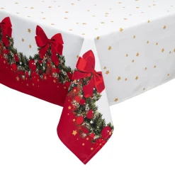 FEERIC LIGHTS Nappe de Noël rectangulaire coton (140 x 240 cm) Guirlande Festive Rouge Outlet
