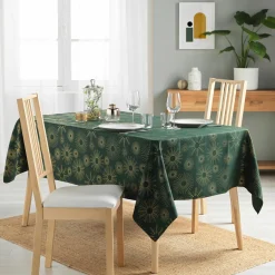 DOUCEUR D'INTERIEUR Nappe de Noël rectangulaire (150 x 300 cm) Pampille métallisé Vert Clearance