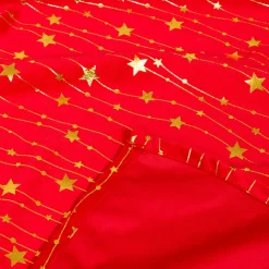 JJA Nappe de Noël rectangulaire (140 x 240 cm) Pluie d'étoiles et doré Rouge
