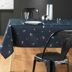 DOUCEUR D'INTERIEUR Nappe de Noël rectangulaire (150 x 300 cm) Sapin métallisé Bleu Online