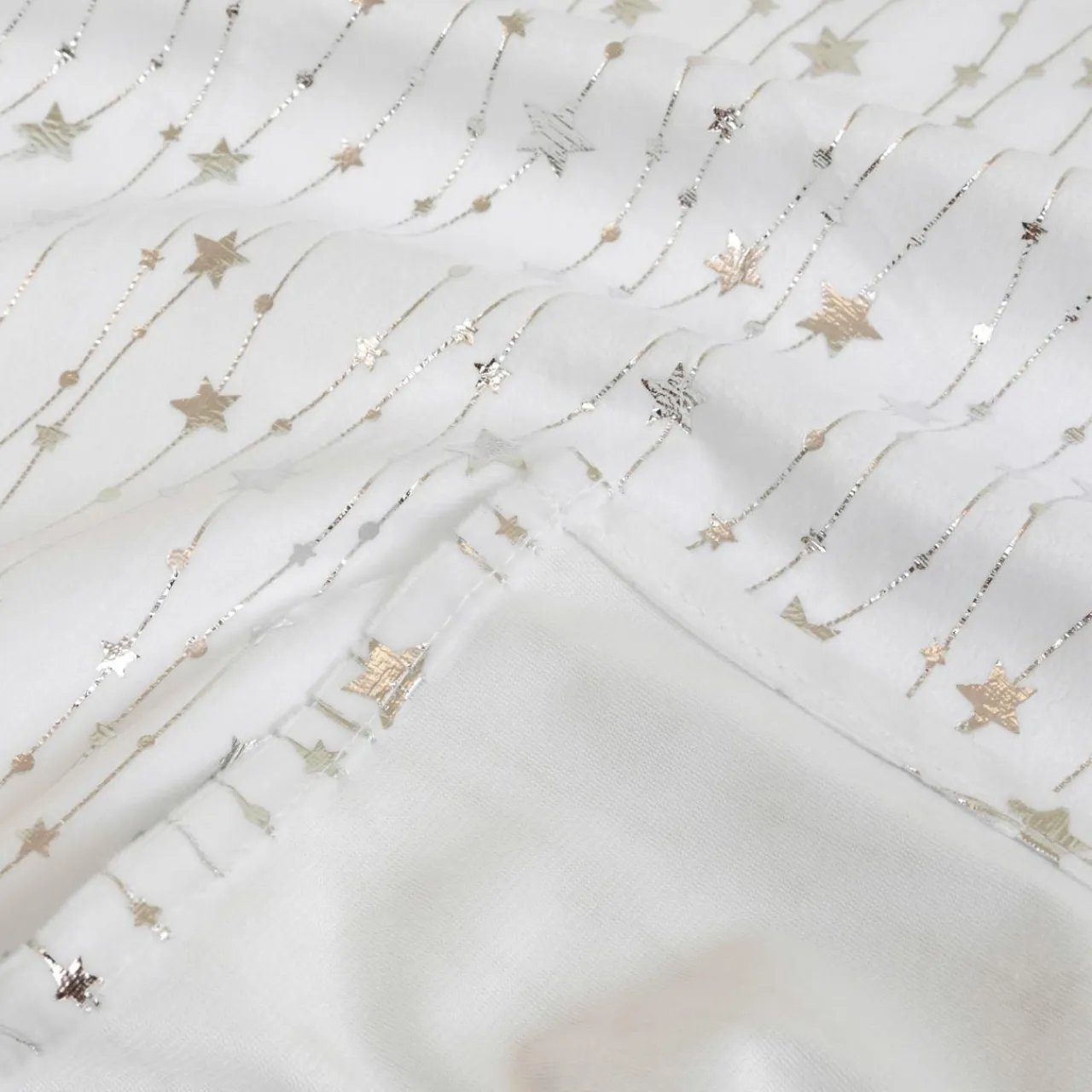 JJA Nappe de Noël rectangulaire (140 x 240 cm) Pluie d'étoiles he Blanc Online