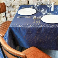 L'EFFET PAPILLON Nappe de Noël rectangulaire (145 x 300 cm) Facette Bleu