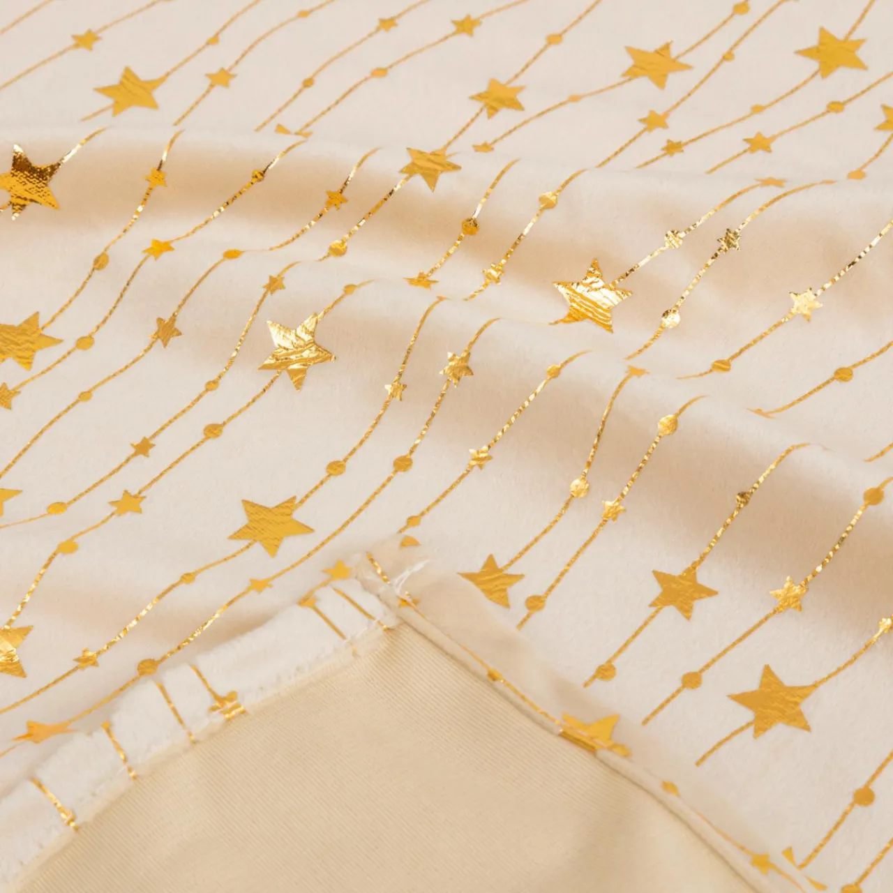 JJA Nappe de Noël rectangulaire (140 x 240 cm) Pluie d'étoiles et doré Ivoire Outlet