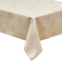 JJA Nappe de Noël rectangulaire (140 x 240 cm) Nuit étoilée et doré Beige Sale