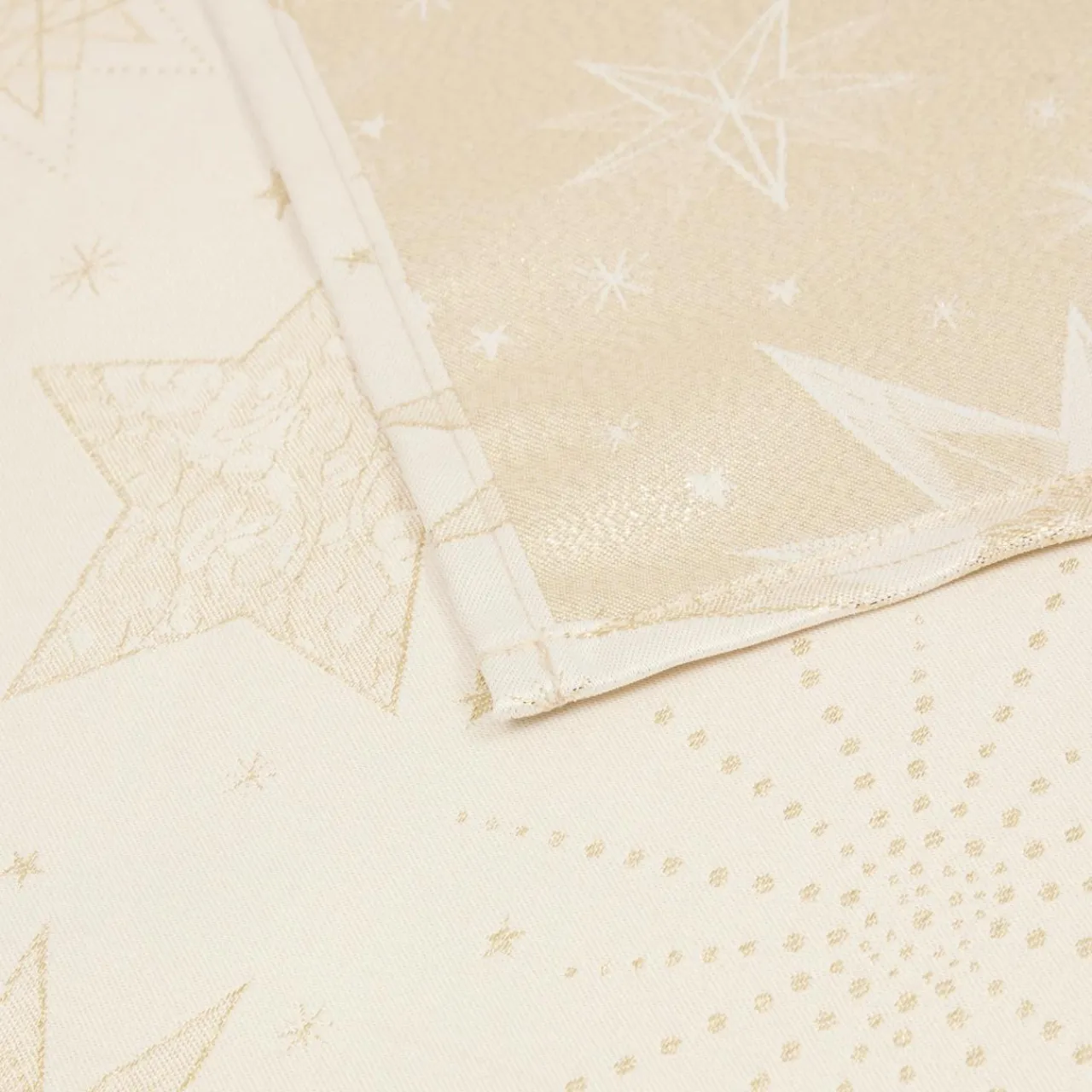 JJA Nappe de Noël rectangulaire (140 x 240 cm) Nuit étoilée et doré Beige Sale