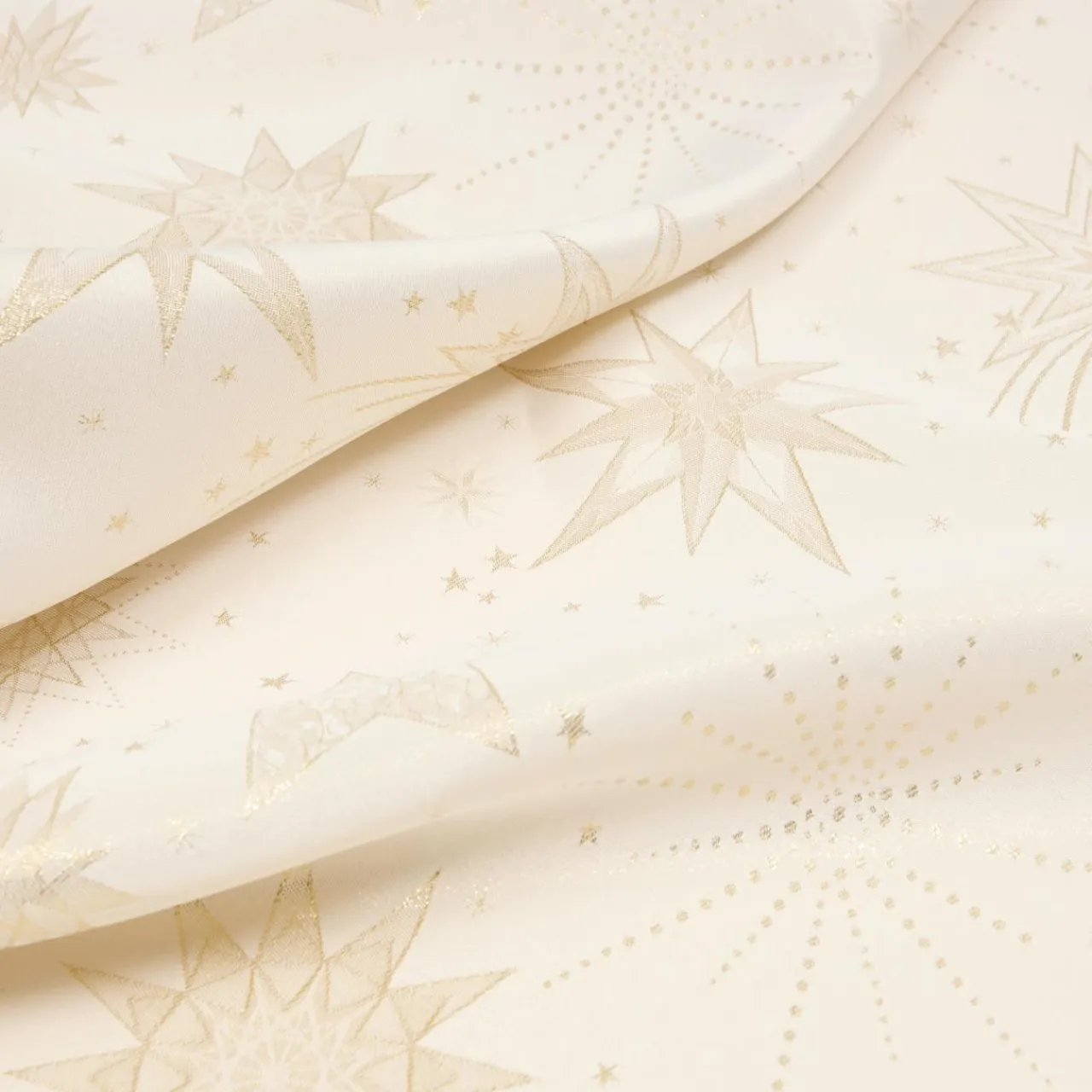 JJA Nappe de Noël rectangulaire (140 x 240 cm) Nuit étoilée et doré Beige Sale