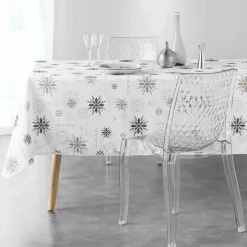 DOUCEUR D'INTERIEUR Nappe de Noël rectangulaire (150 x 240 cm) Enchanté Blanc New