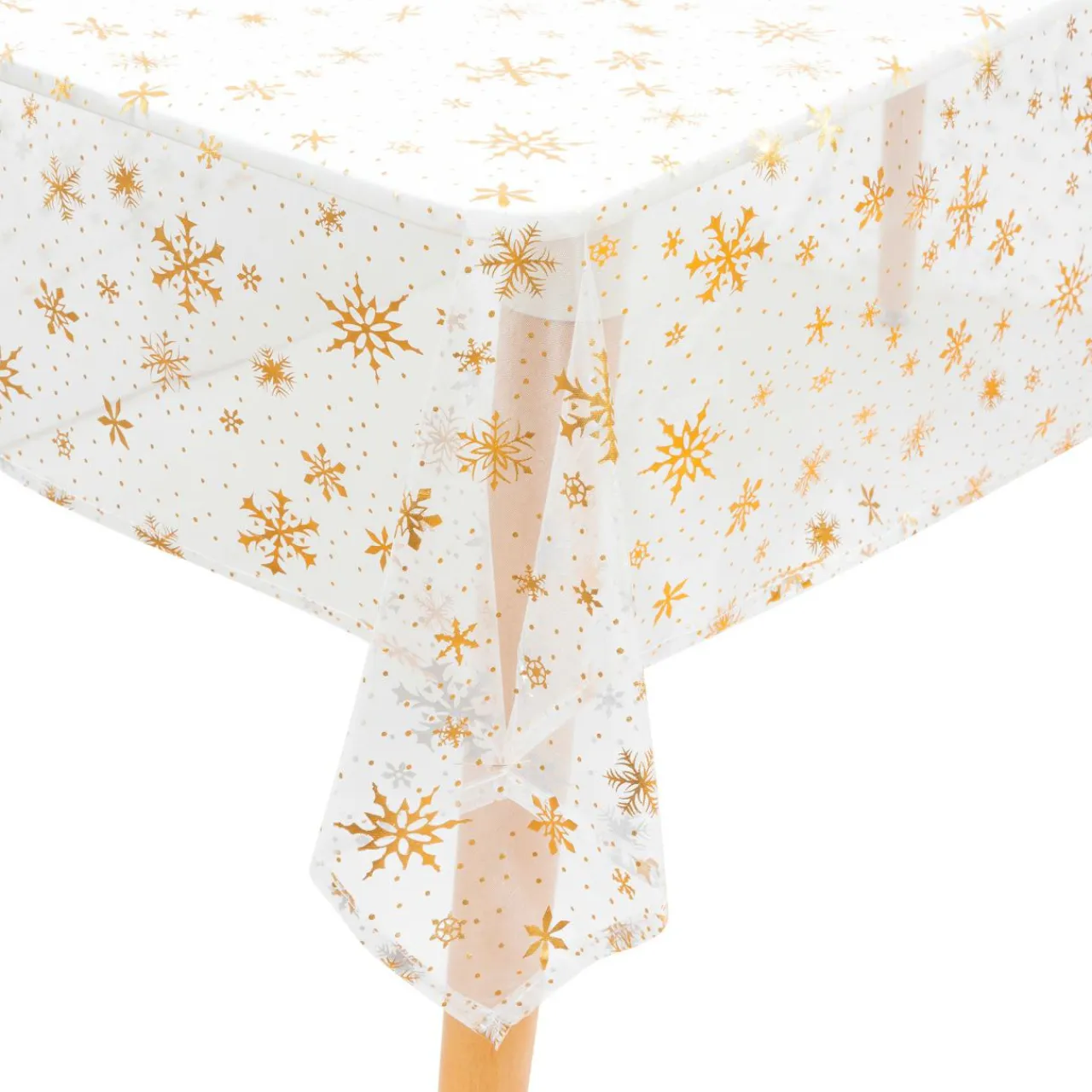 JJA Nappe de Noël rectangulaire (140 x 360 cm) Flocon de neige Blanc Best