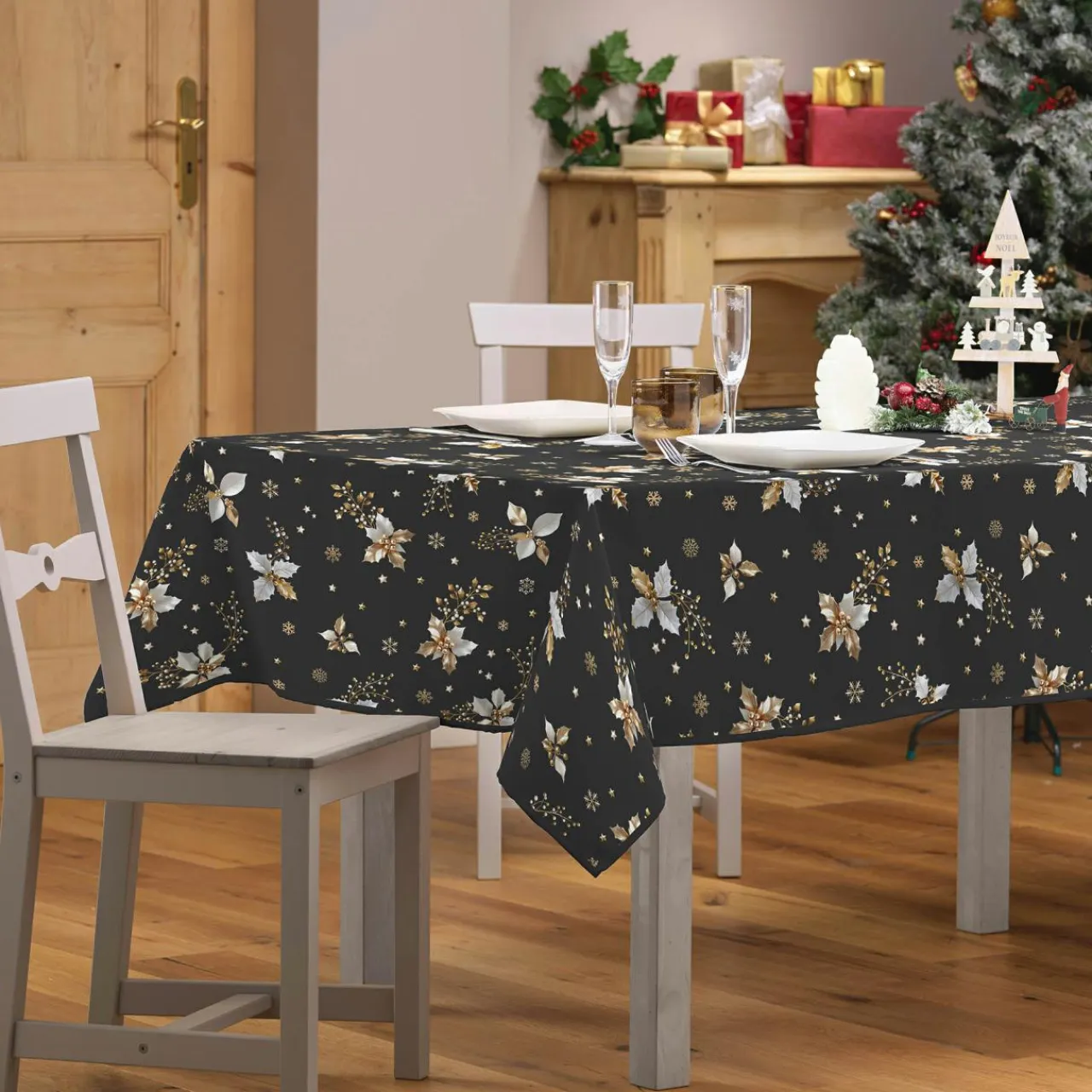 Douceur d interieur Nappe de Noël rectangulaire (150 x 300 cm) Guido Gris Anthracite Clearance