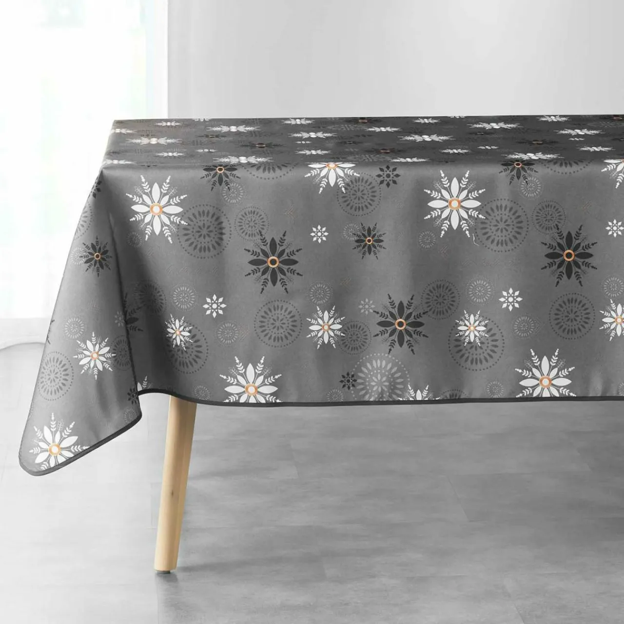 DOUCEUR D'INTERIEUR Nappe de Noël rectangulaire (150 x 240 cm) Enchanté Anthracite Discount