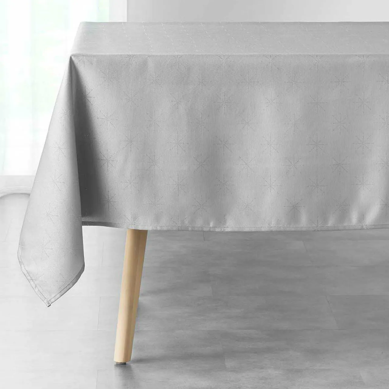 DOUCEUR D'INTERIEUR Nappe de Noël rectangulaire (140 x 240 cm) Etoiles Gris Sale