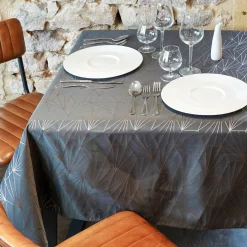 L'EFFET PAPILLON Nappe de Noël rectangulaire (145 x 240 cm) Facette Anthracite Clearance