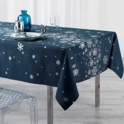 DOUCEUR D'INTERIEUR Nappe de Noël rectangulaire (150 x 240 cm) Constellation Bleu New