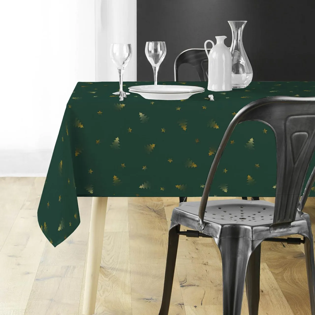 Douceur d interieur Nappe de Noël rectangulaire (150 x 300 cm) Sapin métallisé et or Vert Clearance