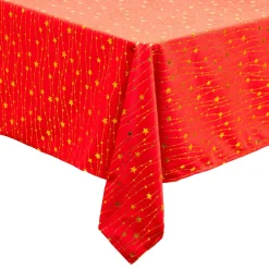 JJA Nappe de Noël rectangulaire (360 x 140 cm) Pluie d'étoiles Rouge Sale
