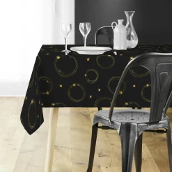 Douceur d interieur Nappe de Noël rectangulaire (150 x 240 cm) Star et Or Noir Hot