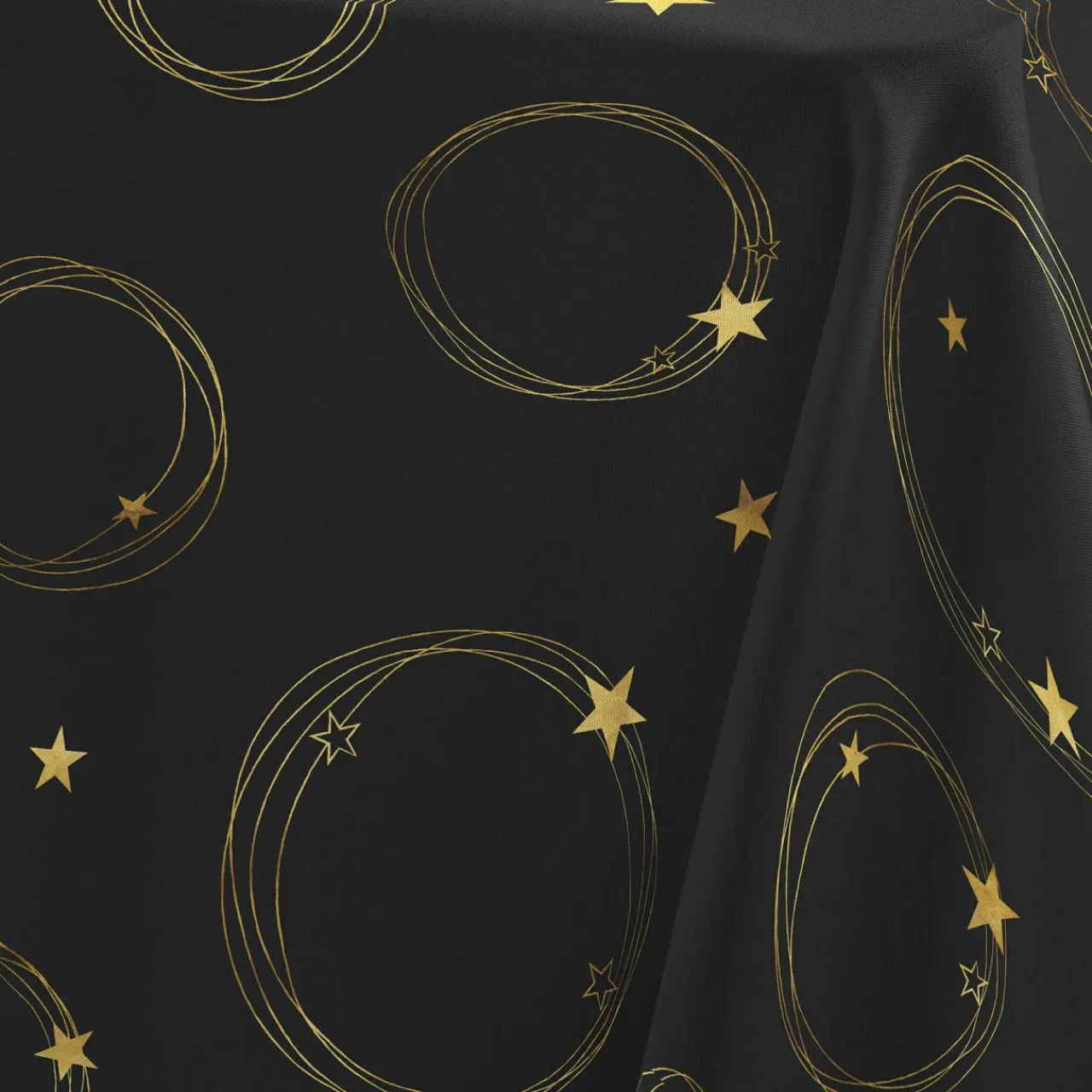 Douceur d interieur Nappe de Noël rectangulaire (150 x 240 cm) Star et Or Noir Hot