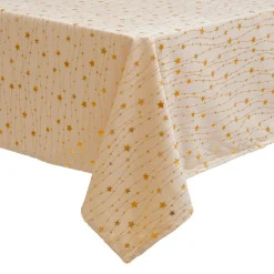 JJA Nappe de Noël rectangulaire (360 x 140 cm) Pluie d'étoiles et doré Ivoire Online