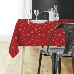 Douceur d interieur Nappe de Noël rectangulaire (140 x 240 cm) Astrelia et or Rouge Clearance