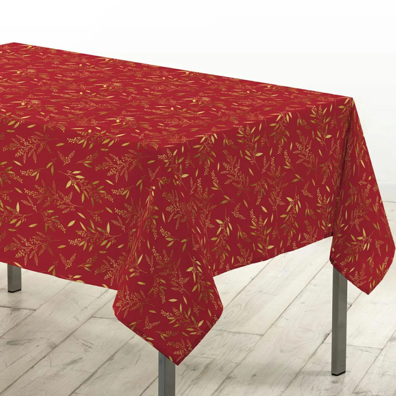 Douceur d interieur Nappe de Noël rectangulaire (140 x 240 cm) Naelle et or Rouge Discount