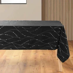Douceur d interieur Nappe de Noël rectangulaire (140 x 240 cm) Astrelia et argent Noir