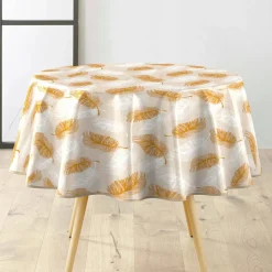 douceur d'intu017drieur Nappe enduite PVC Ronde (160 cm) Sarina Taupe Clearance