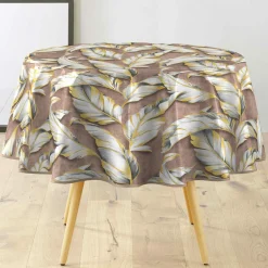 douceur d'intu017drieur Nappe enduite PVC ronde imperméable (Diamètre 160 cm) Ebany Chocolat Discount