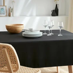 EMINZA Nappe rectangulaire anti tache (140 x 200 cm) Elise e Noir Best