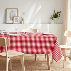 EMINZA Nappe rectangulaire anti tache (140 x 250 cm) Elise Vichy Rouge Vichy-rouge Best