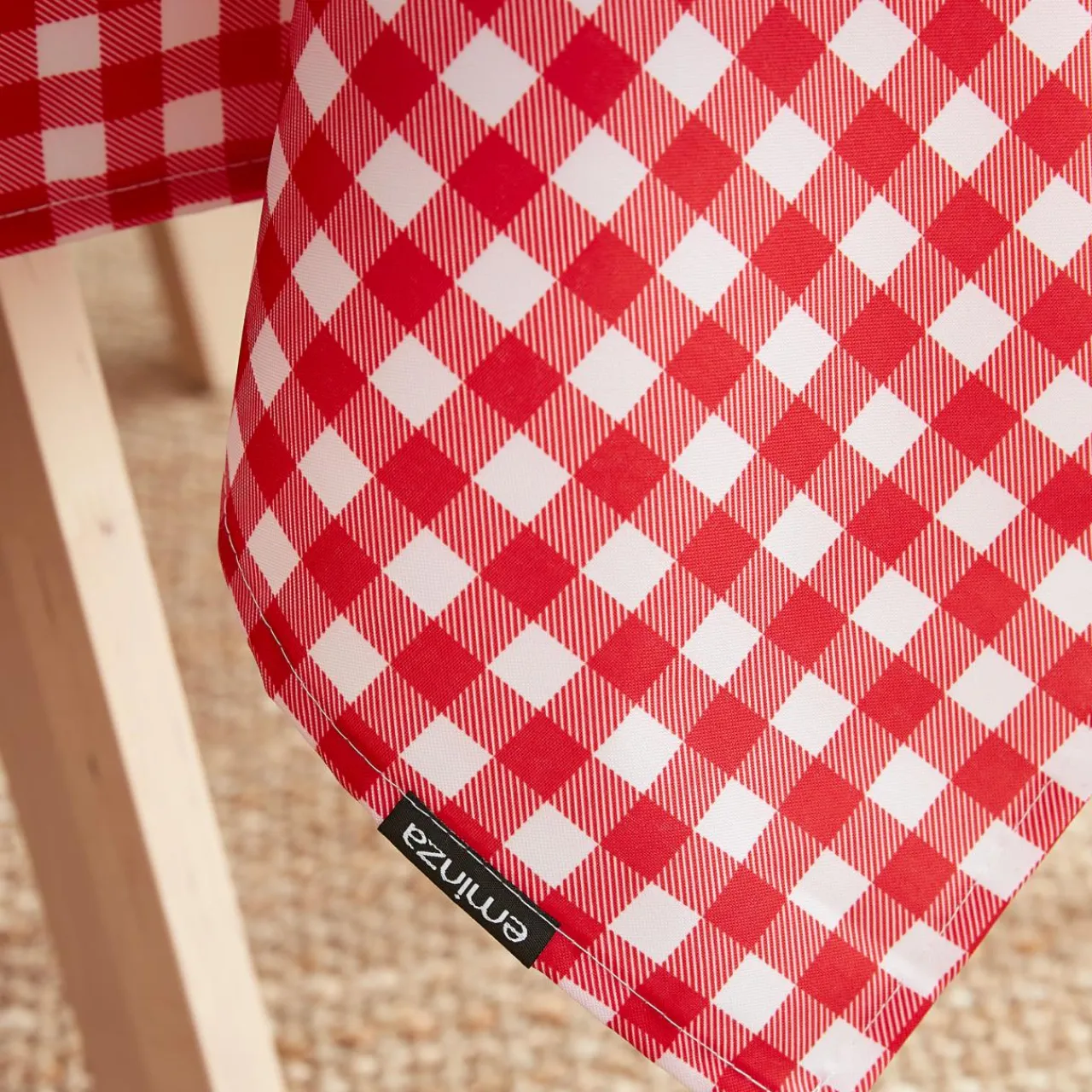EMINZA Nappe rectangulaire anti tache (140 x 350 cm) Elise Vichy Rouge Vichy-rouge Hot