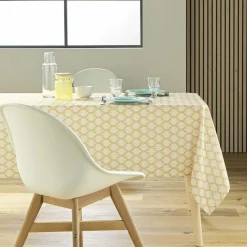douceur d'intu017drieur Nappe rectangulaire anti tache (145 x 240 cm) Davia Jaune ocre Discount