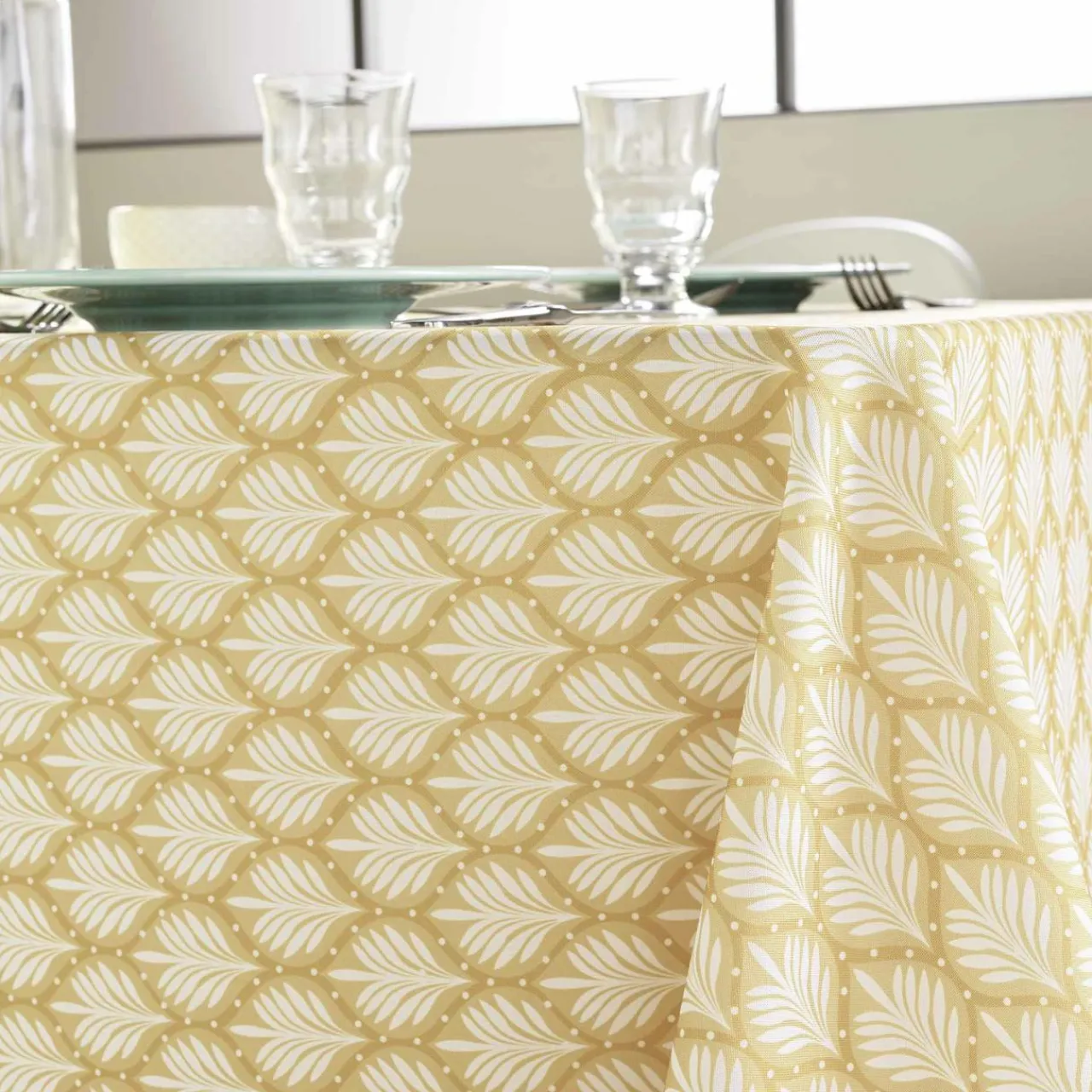 douceur d'intu017drieur Nappe rectangulaire anti tache (145 x 240 cm) Davia Jaune ocre Discount