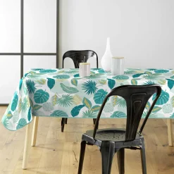 douceur d'intu017drieur Nappe rectangulaire anti tache tissu PVC imperméable (140 x 240 cm) Plantania e Bleu Discount