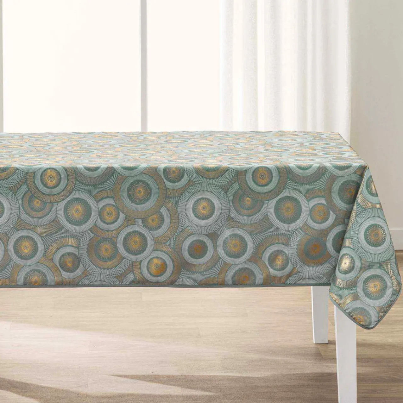 douceur d'intu017drieur Nappe rectangulaire antitache (145 x 240 cm) Eclipse Vert sauge Best