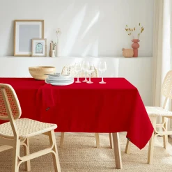 EMINZA Nappe rectangulaire anti tache (140 x 350 cm) Elise Rouge Discount
