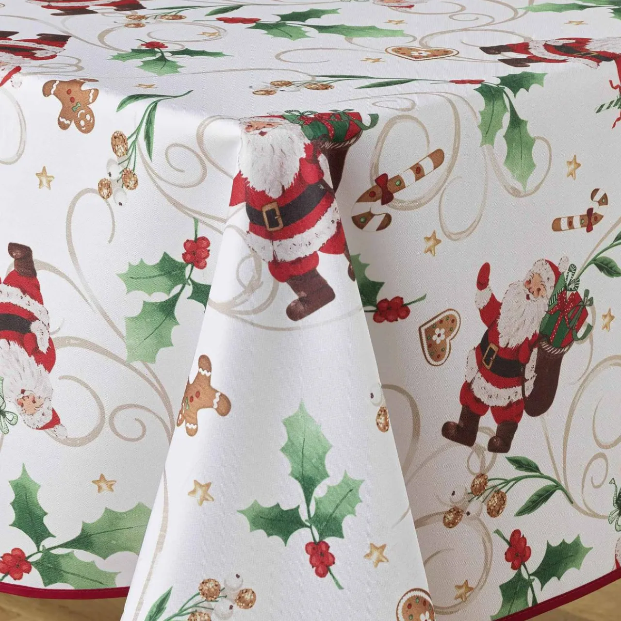douceur d'intu017drieur Nappe rectangulaire anti tache (150 x 240 cm) Père Noël Blanc Outlet