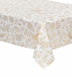 Feeric Lights & Christmas Nappe rectangulaire anti tache (140 x 360 cm) Feuilles d'or Blanc Best