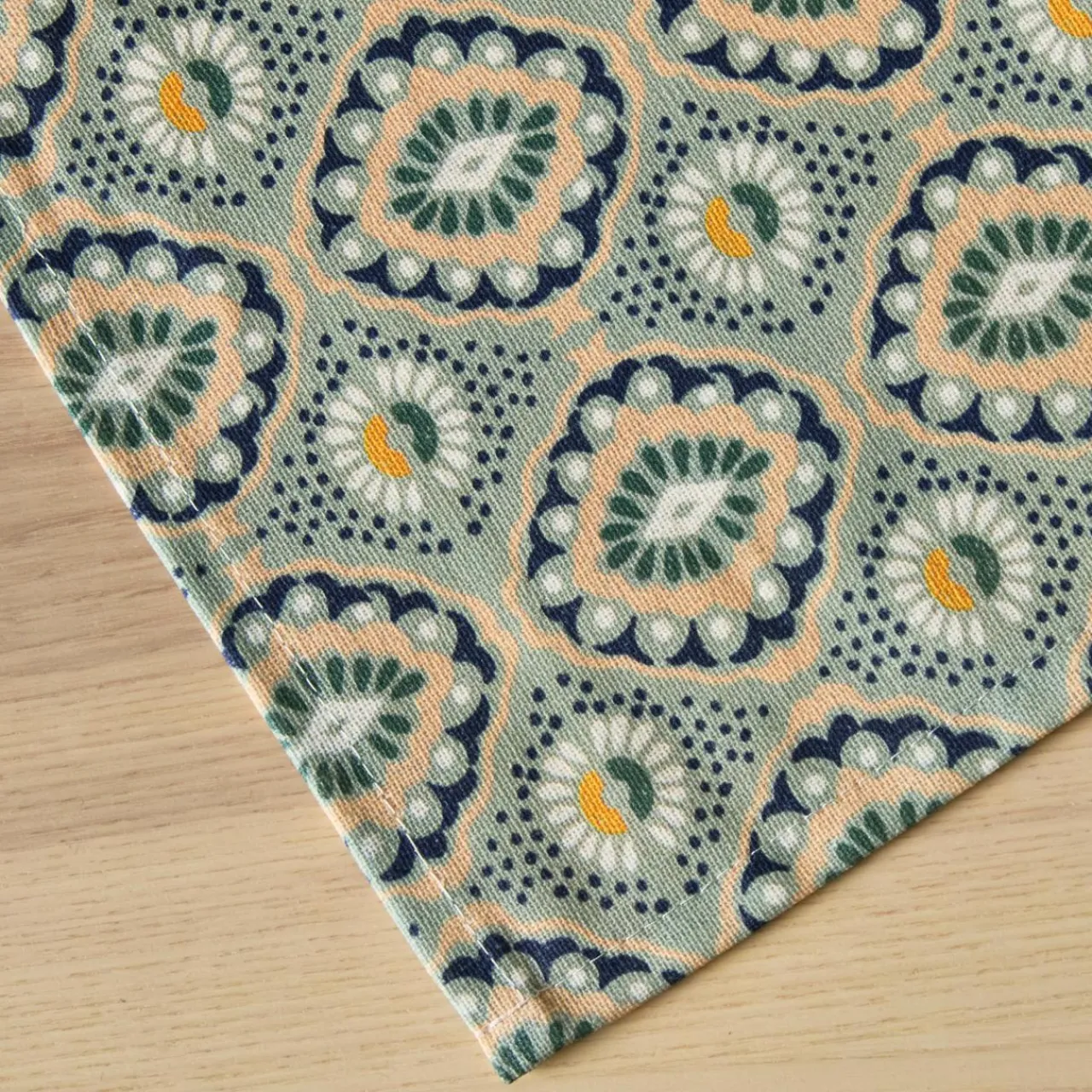 EMINZA Nappe rectangulaire coton enduit (150 x 350 cm) Palerme e Vert Hot